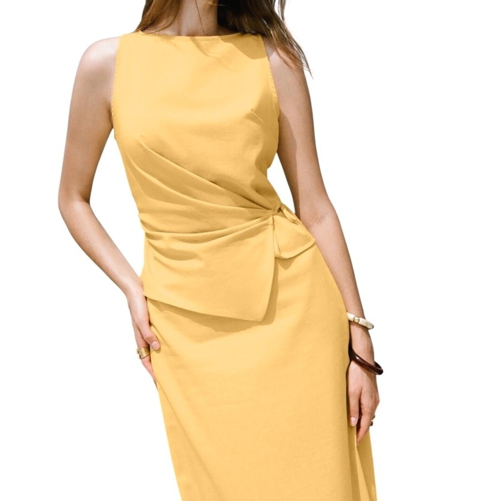 NWT‎ OGL Boatneck Top M Dandelion Yellow Linen Blend *Top Only*